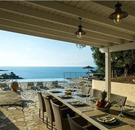 7 bedroom seafront luxury villa with pool & jacuzzi, near Acharavi, sleeps 14-15